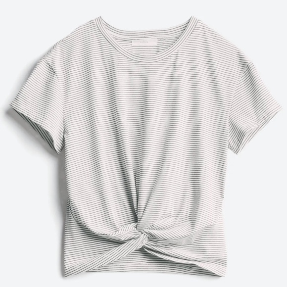 LUSH Tamara Cropped Knot Front Knit Tee, black & white striped, NWT size XL - Picture 13 of 13